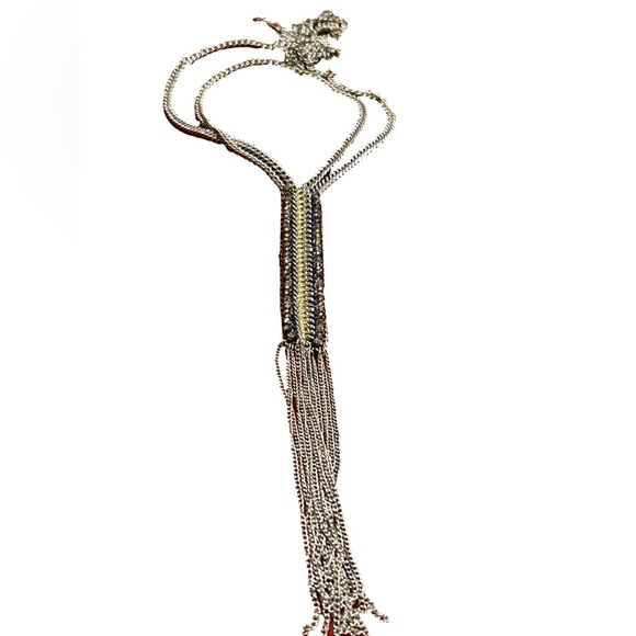 Stella & Dot Tessa Fringe Necklace with Silver Toned Chain 42” fully extended - Picture 2 of 5